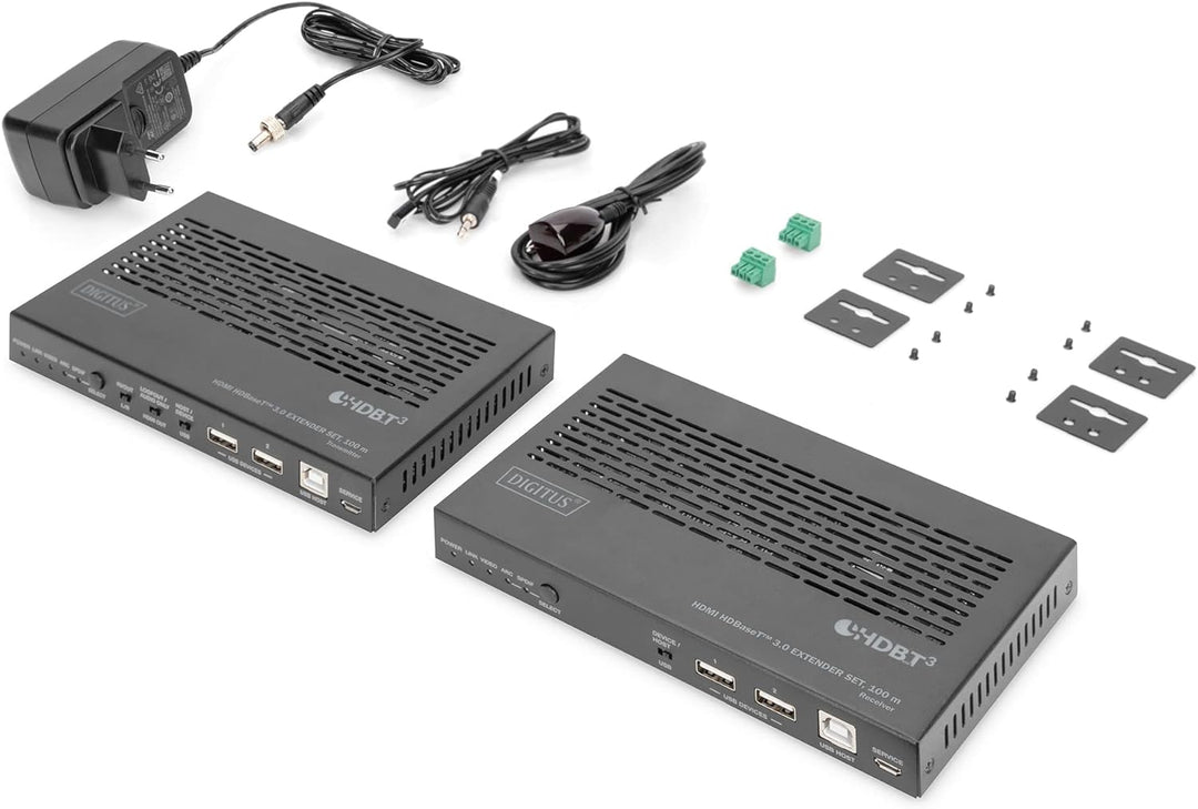 Digitus HDMI KVM Extender - 4k/60Hz - Sender & Empfänger - HDBaseT 3.0 - HDMI 2.0b - USB 2.0 - Reich