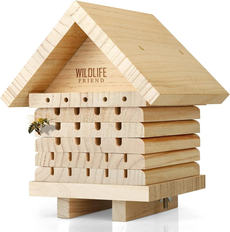 WILDLIFE FRIEND I Bienenhotel aus Naturholz - Insektenhotel, Nisthilfe Unterschlupf für Wildbienen I