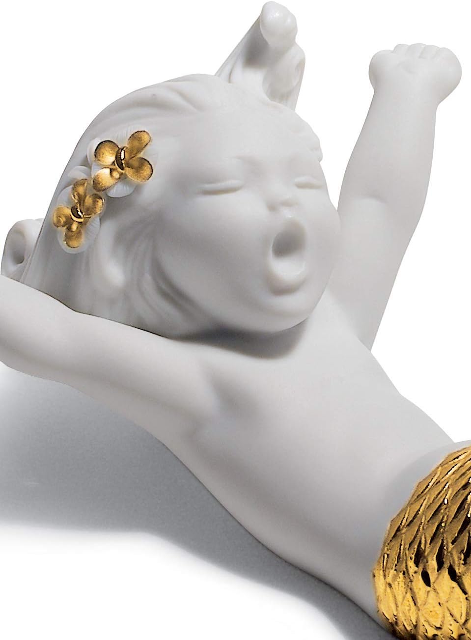 LLADRÓ Meerjungfrau-Figur Erwachen Am Meer. Gold. Meerjungfrau. Porzellan.