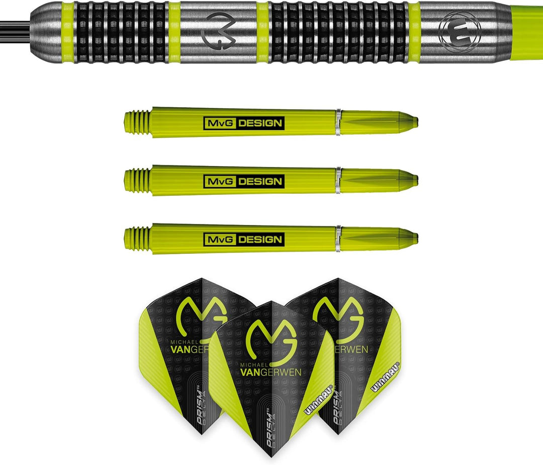 WINMAU Michael van Gerwen MvG Aspire Tungsten Steeltip Dart-Set mit Prismen-Flights und Nylon-Schäft