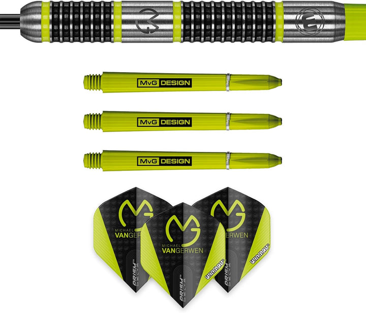 WINMAU Michael van Gerwen MvG Aspire Tungsten Steeltip Dart-Set mit Prismen-Flights und Nylon-Schäft