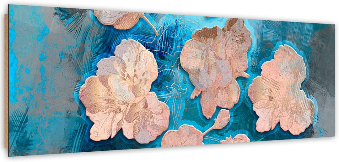 Wandbild Blumenmotiv Modern Deko Kunst Bilder Design Beige 90x30 cm Deco panel 90x30 cm B, Deco pane