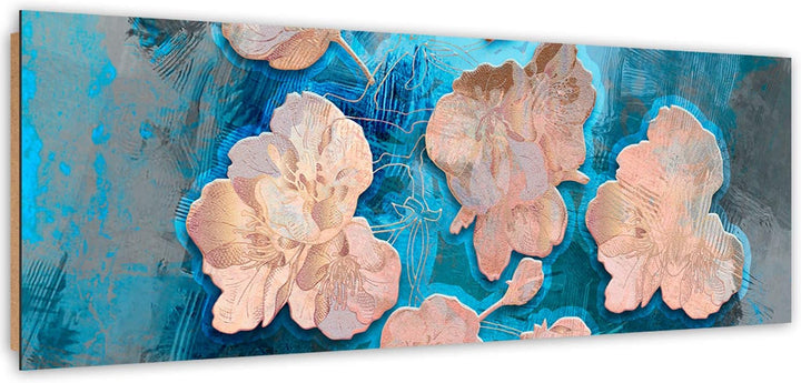 Wandbild Blumenmotiv Modern Deko Kunst Bilder Design Beige 90x30 cm Deco panel 90x30 cm B, Deco pane