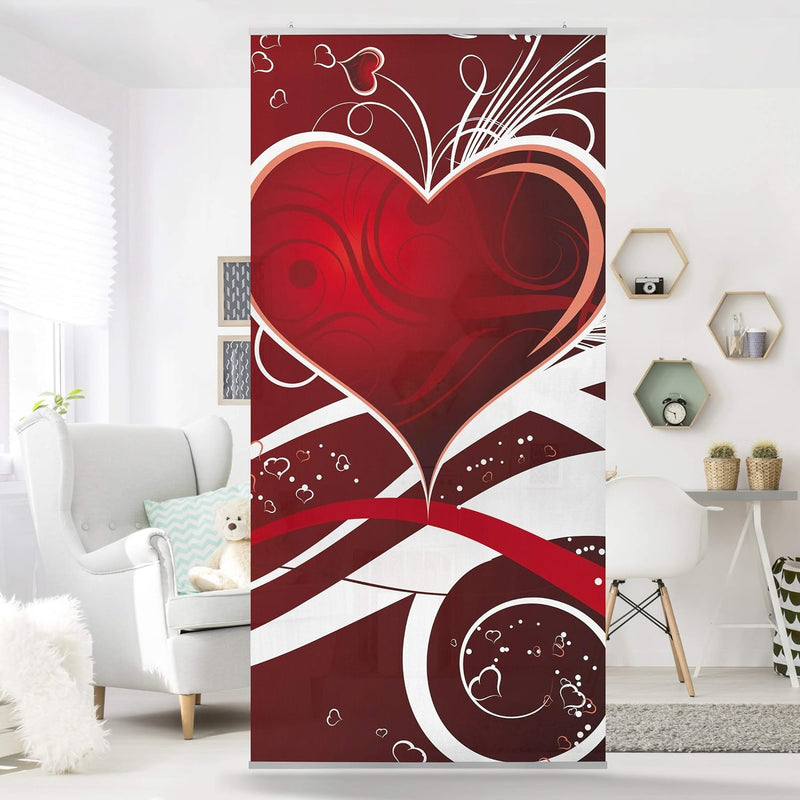 Bilderwelten Raumteiler Red Hearts 250x120cm inkl. transparenter Halterung 250x120cm incl. transpare