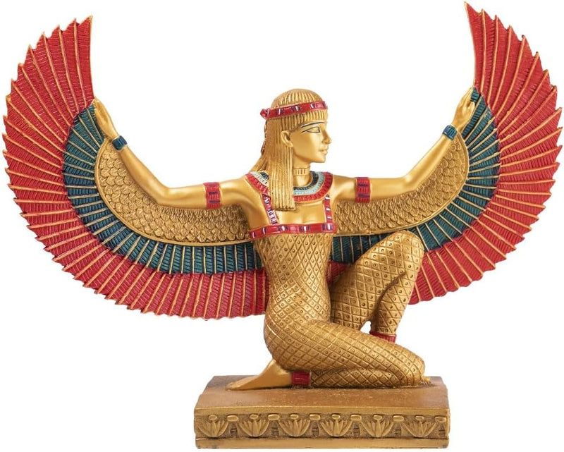 Grosse Statue ISIS Flügel – Ägyptische Göttin der Fruchtbarkeit Goldfarben, Goldfarben
