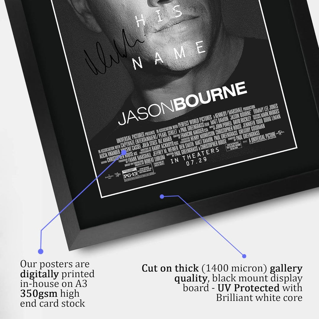 HWC Trading FR A3 Jason Bourne Matt Damon Geschenke Geduckter Poster Signiertes Autogramm Foto für F