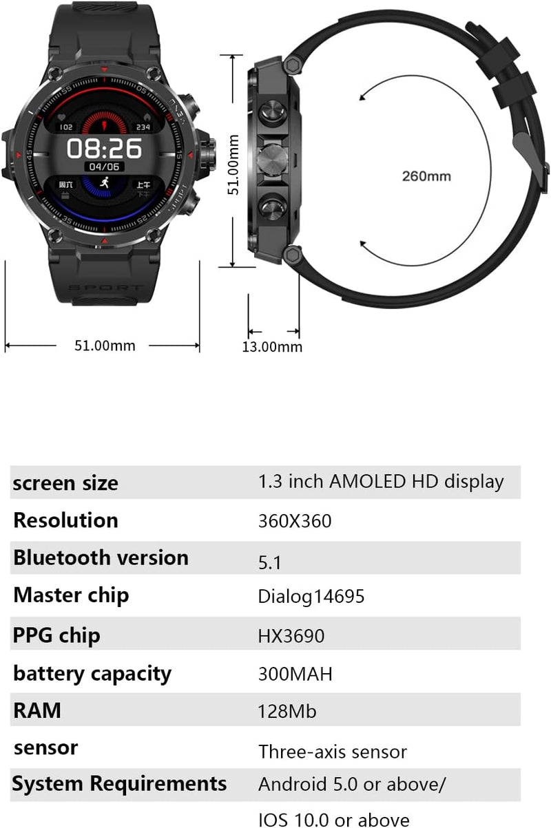 DCU Tecnologic | GPS Smartwatch | Smart Watch | Amoled HD Touchscreen | 14 Sportmodi | Benachrichtig