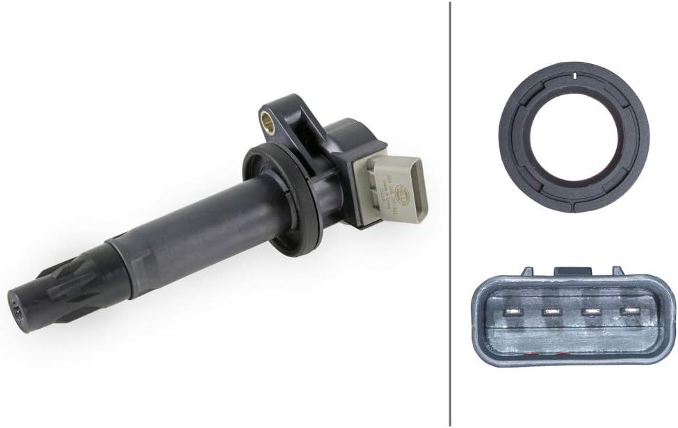 HELLA 5DA 358 057-341 Zündspule - 12V - 4-polig - Kerzenschachtzündspule - geschraubt