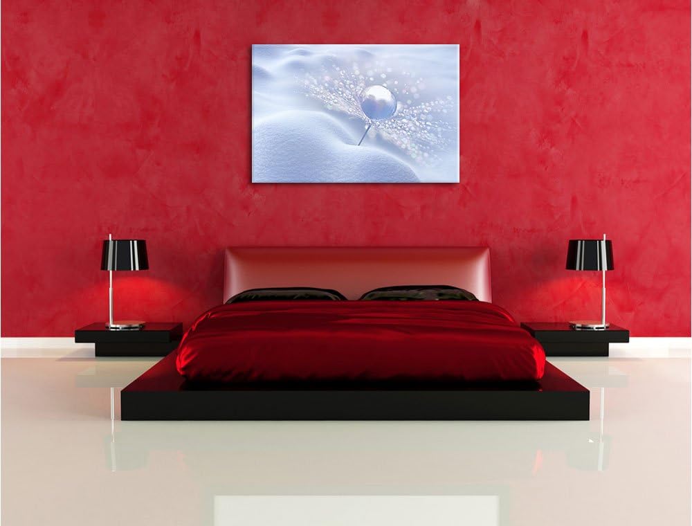 Pixxprint Tautropfen auf Einer Pusteblume im Schnee, Format: 100x70 auf Leinwand, 100x70