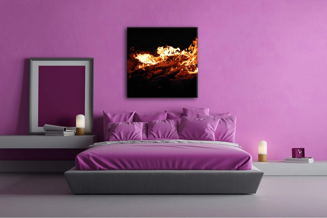 deyoli Dark heisses Lagerfeuer bei Nacht im Format: 70x70 als Leinwandbild, Motiv fertig gerahmt auf