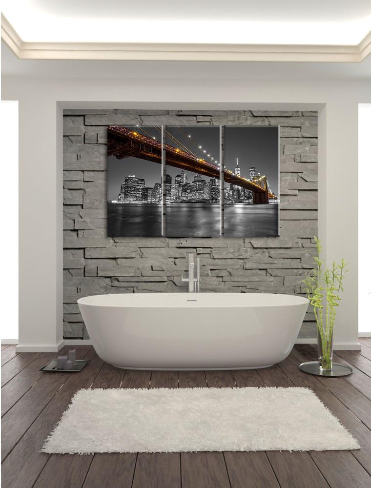 Pixxprint Skyline von Manhattan Schwarz/Weiss 3-Teiler Leinwandbild 120x80 Bild auf Leinwand