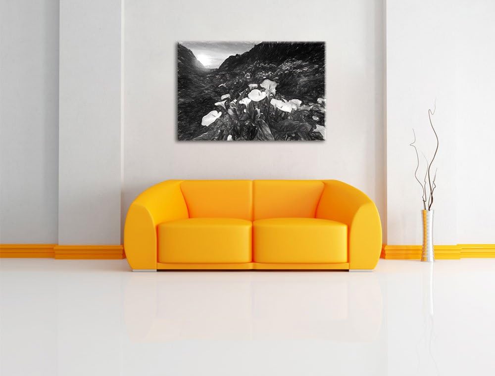 Pixxprint Blumenwiese in den Bergen als Leinwandbild/Grösse: 100x70 cm/Wandbild/Kunstdruck/fertig be