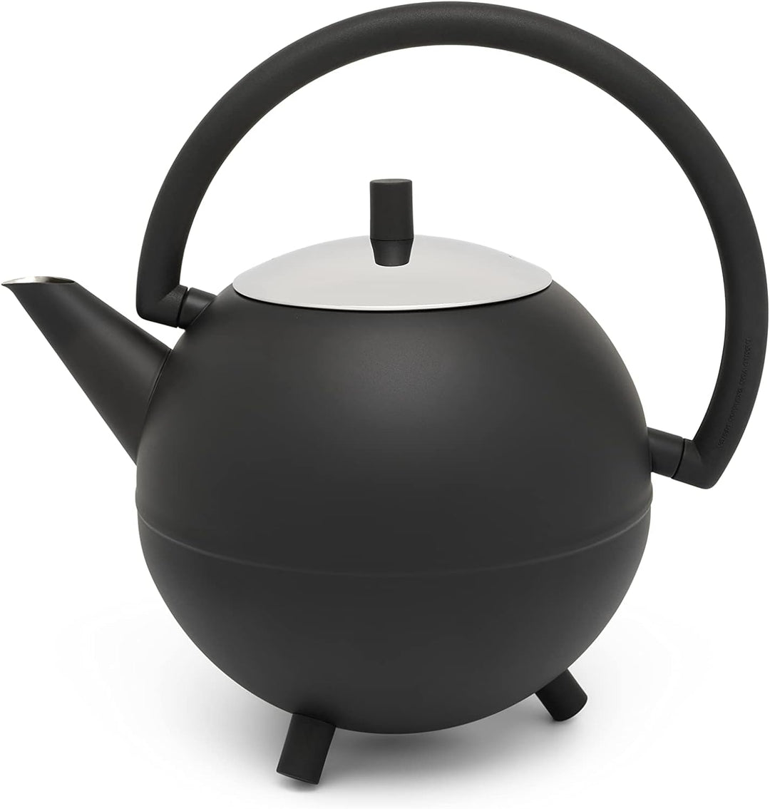 Bredemeijer grosse schwarz Matte runde Edelstahl Teekanne 1.2 Liter