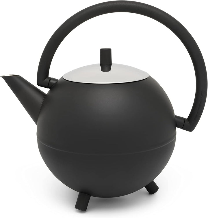 Bredemeijer grosse schwarz Matte runde Edelstahl Teekanne 1.2 Liter