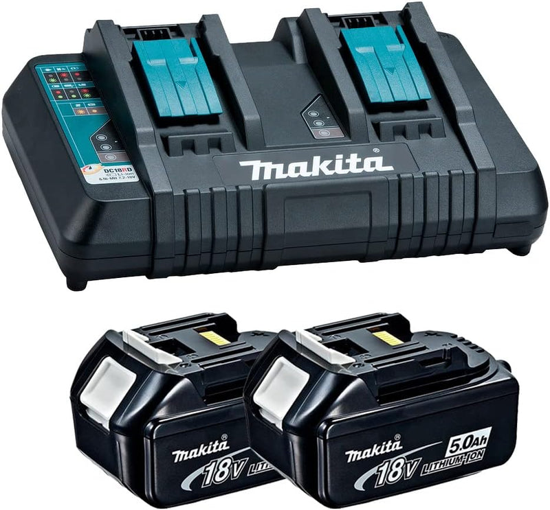 Makita DUB363PT2V Akku-Laubbläser/Sauger 2x18 V / 5,0 Ah, 2 Akkus + Doppelladegerät