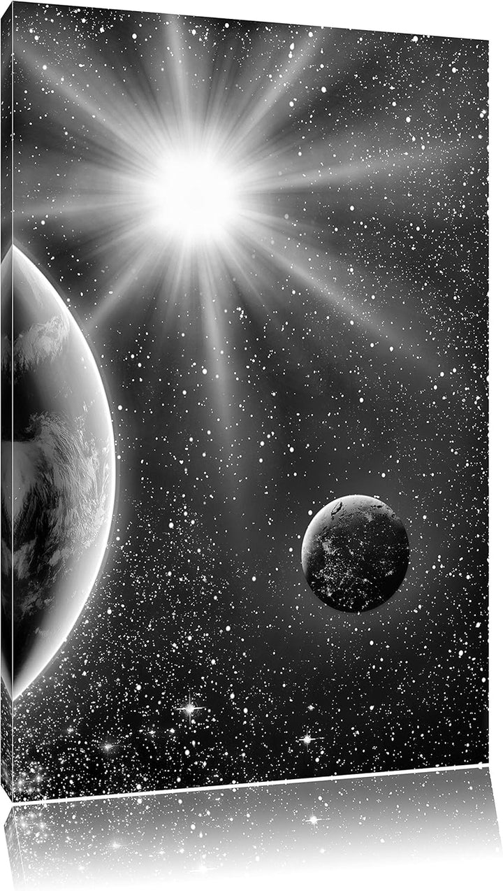 Pixxprint Monocrome, Erde im Weltall, Format: 100x70 auf Leinwand, 100x70