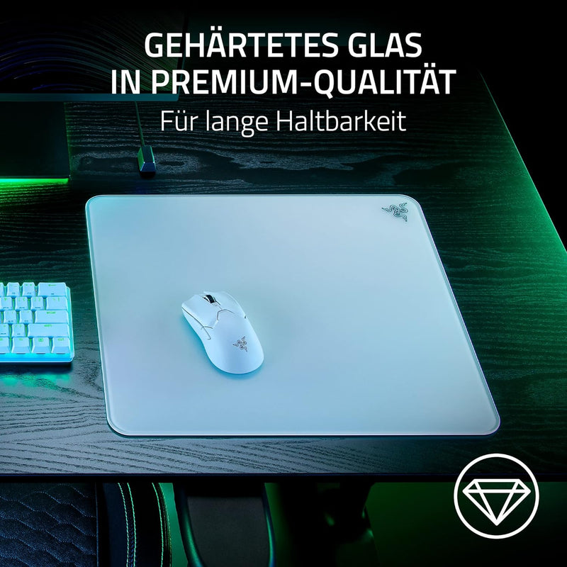 Razer Atlas - Glasmausmatte (Premium gehärtetes Glas, Ultra-Glatte Oberfläche, Mikrogeätzte Oberfläc