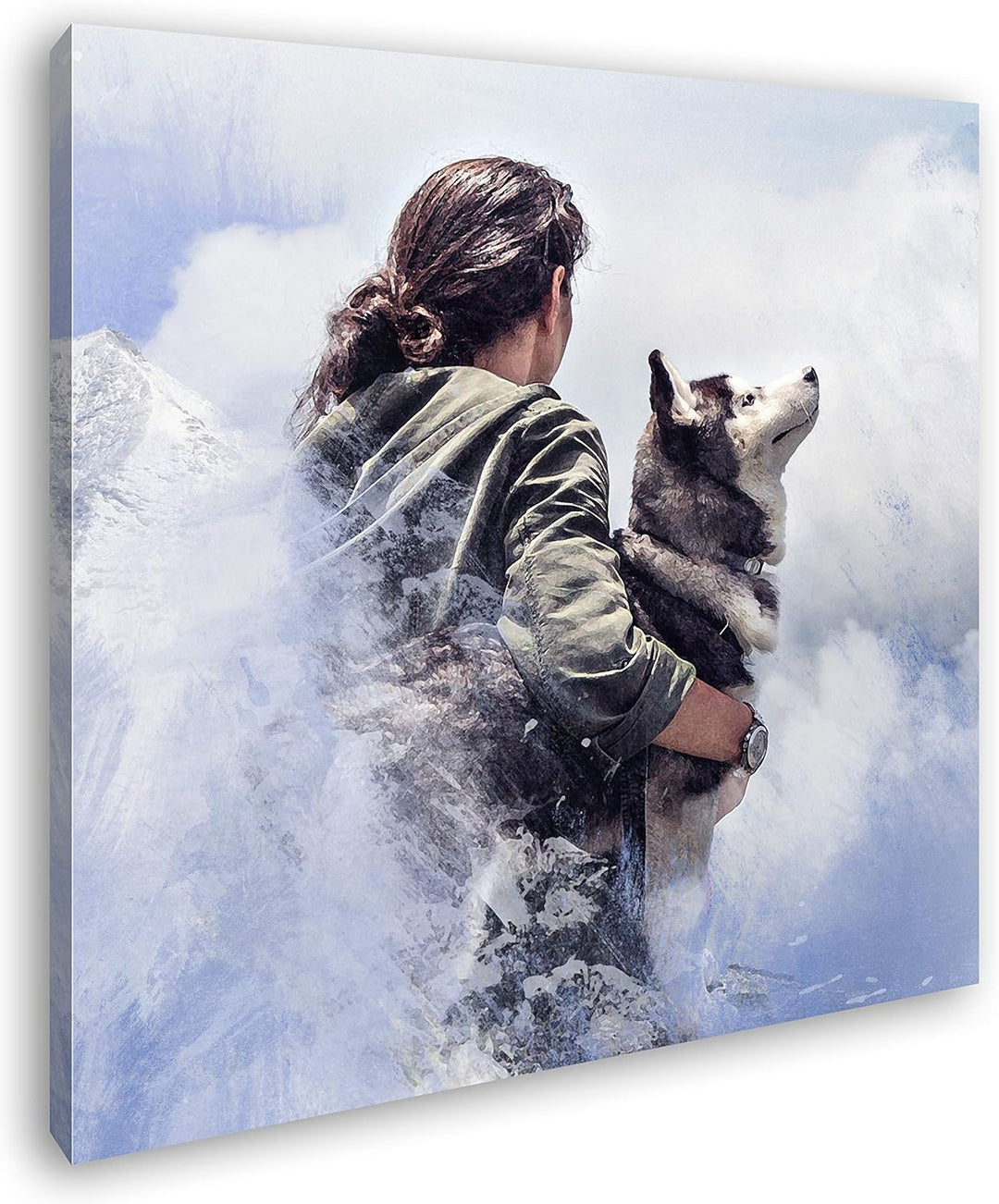 deyoli Edler Husky Format: 70x70 als Leinwand, Motiv fertig gerahmt auf Echtholzrahmen, Hochwertiger