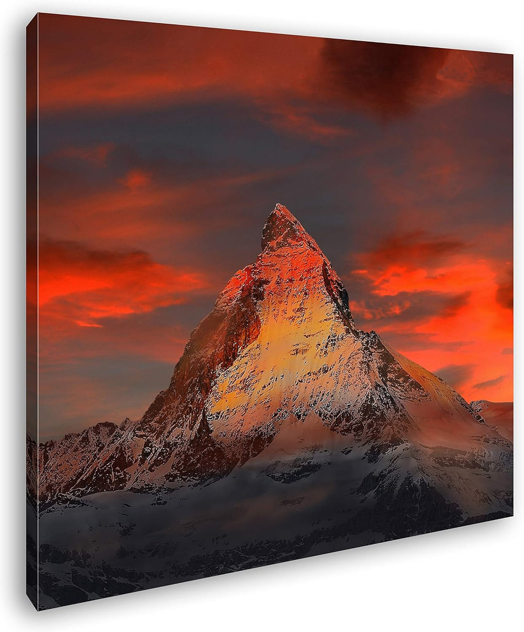 Matterhorn in der Schweiz Format: 60x60 als Leinwandbild, Motiv fertig gerahmt auf Echtholzrahmen, H