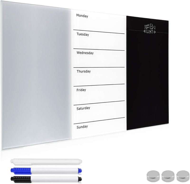 Navaris Magnettafel Wochenplaner Whiteboard aus Glas - Tafel 60x40 cm magnetisch zum Beschriften - M