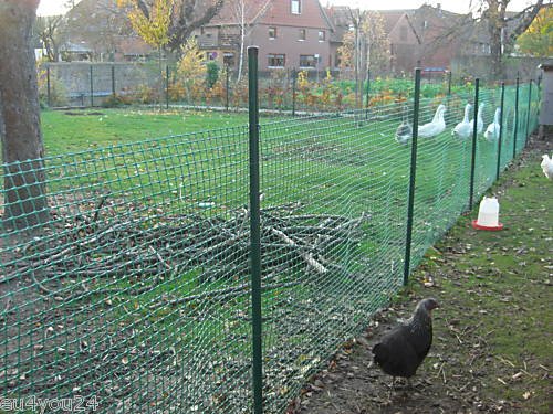 HaGa® Geflügelzaun 50m x 1,2m Höhe 15mm Kunststoffzaun Zaun grün - pflanzenverträglich -verrottungsf