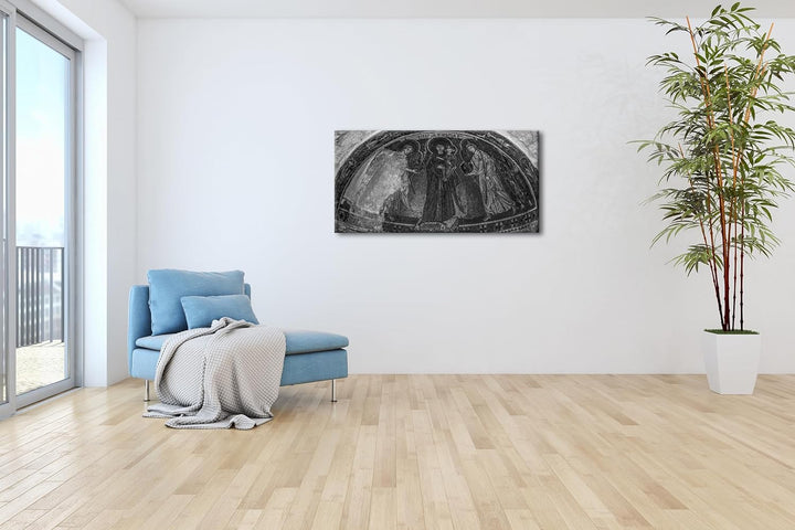Historische Architektur des Christentums Panorama 80x40 cm Effekt: Schwarz/Weiss als Leinwandbild, M