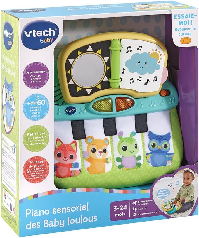 VTech - Sensorisches Klavier des Baby Loulous, interaktives Klavierspielzeug, 3/24 Monate, Version F