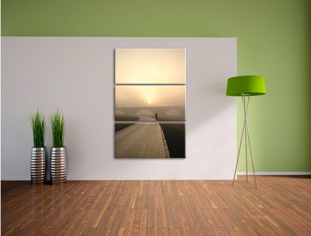 Pixxprint Läufer im Morgengrauen als Leinwandbild/Grösse: 3 Teilig (120x80) cm/Wandbild/Kunstdruck/f