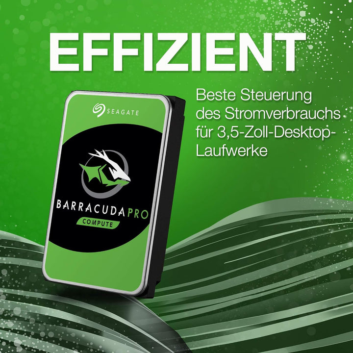 Seagate BarraCuda Pro 10TB interne Festplatte, 3.5 Zoll, 7200 u/min, 256 MB Cache, SATA 6GB/s, silbe