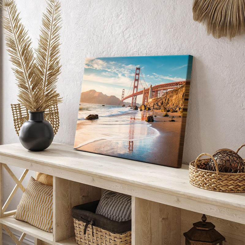 PICANOVA – Leinwandbild 60x40cm Golden Gate Bridge San Francisco – Leinwanddruck – Wandbild Kunstdru