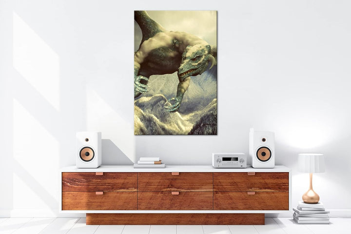 deyoli gigantischer Drache Format: 100x70 als Leinwand, Motiv fertig gerahmt auf Echtholzrahmen, Hoc