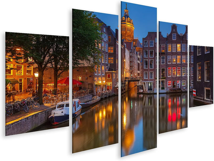 islandburner Bild auf Leinwand Nightview Der Nicolaaskerk In Amsterdam Wandbild Poster Kunstdruck Bi