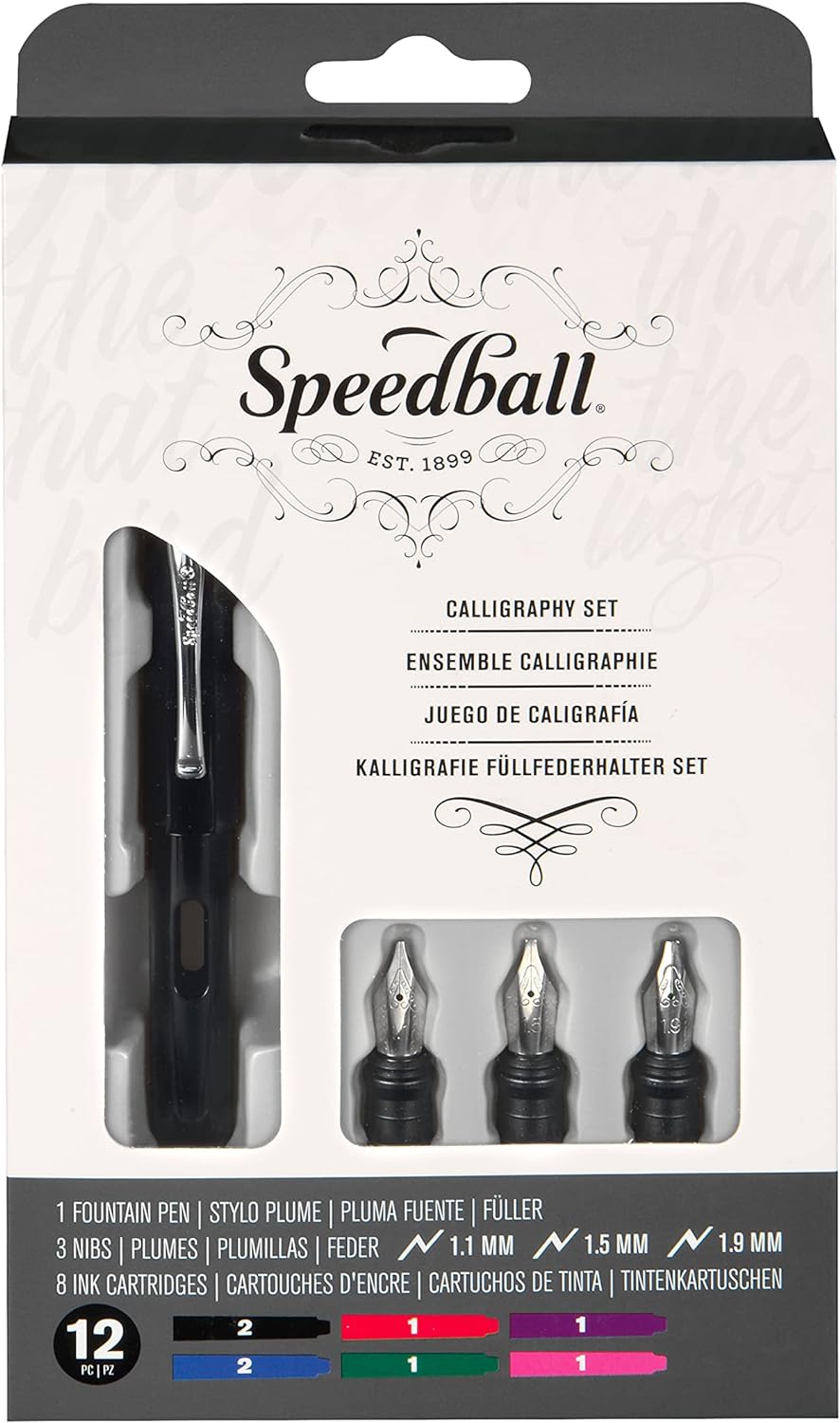 Unbekannt Speedball Kalligraphie Füllfederhalter-Set, silberfarben