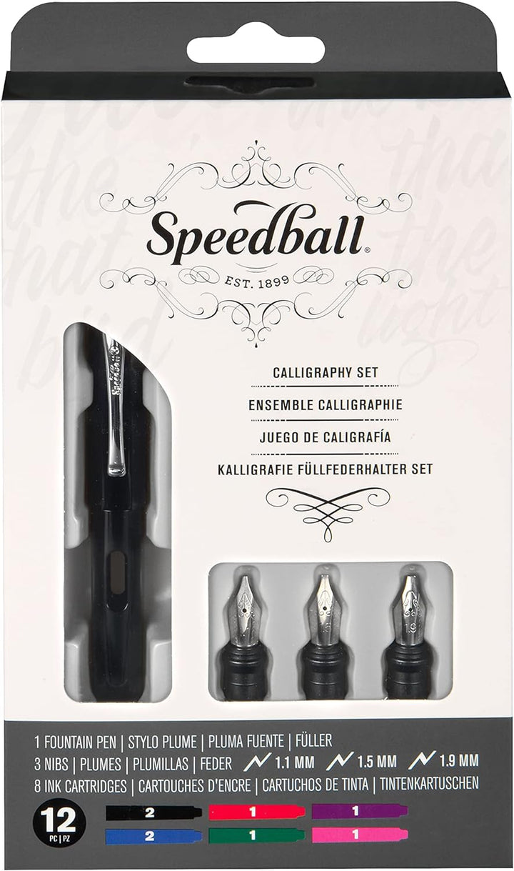 Unbekannt Speedball Kalligraphie Füllfederhalter-Set, silberfarben