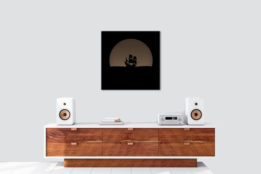 deyoli düsteres Segelschiff Format: 70x70 Effekt: Sepia als Leinwandbild, Motiv fertig gerahmt auf E