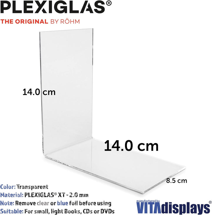 50 STück Buchstütze ECO (8.5 x 14.0 x 14.0 cm) Regal Buchwinkel von VITAdisplays, Buchständer für kl