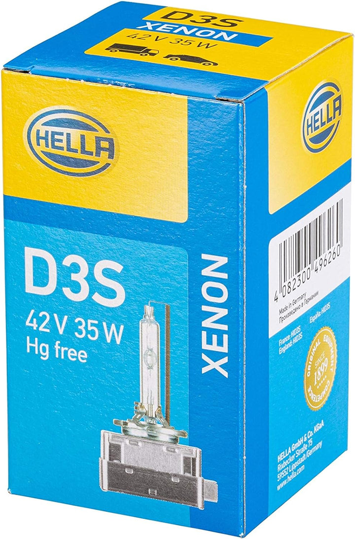 HELLA - Glühlampe - D3S - Xenon up to 4300 Kelvin - 42V - 35W - Sockelausführung: P32d-2-5 - Schacht