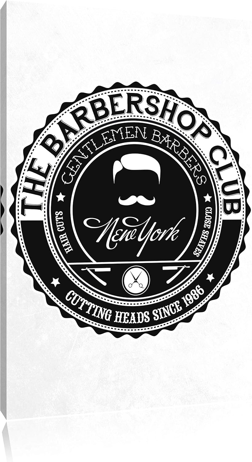 the Barber-Shop-Club white Leinwandbild Bild auf Leinwand, XXL riesige Bilder fertig gerahmt mit Kei