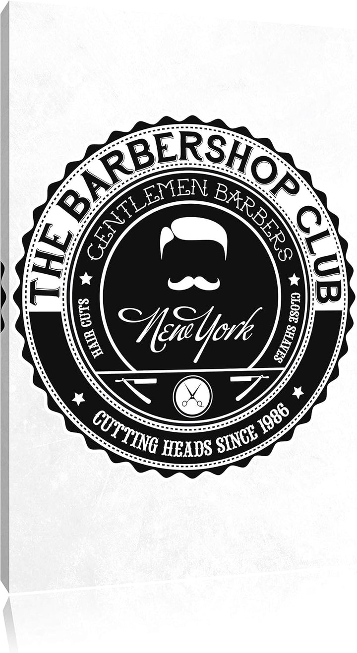 the Barber-Shop-Club white Leinwandbild Bild auf Leinwand, XXL riesige Bilder fertig gerahmt mit Kei