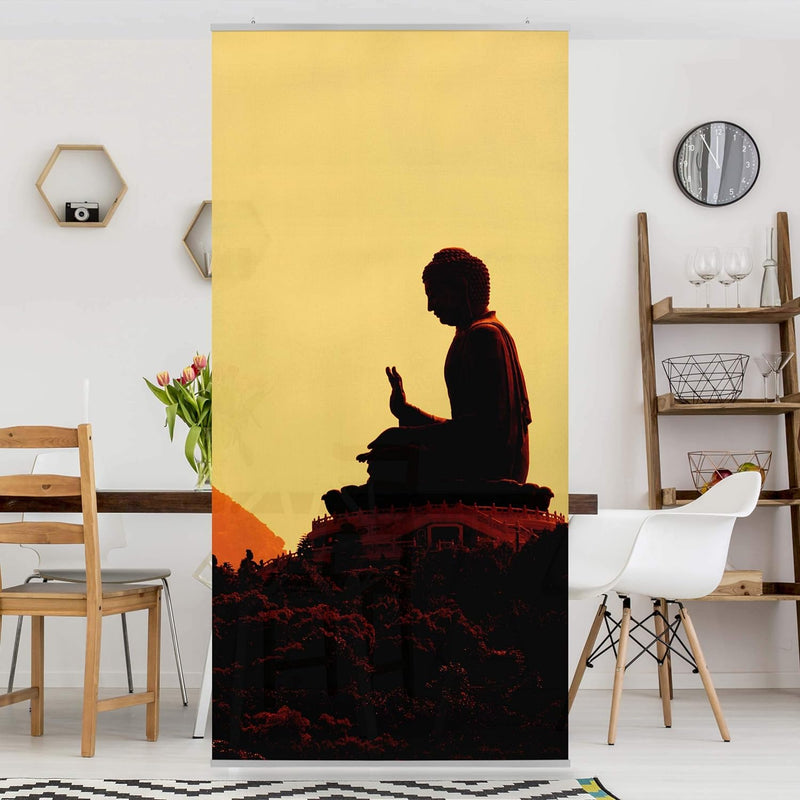 Bilderwelten Raumteiler Resting Buddha 250x120cm inkl. transparenter Halterung 250x120cm incl. trans