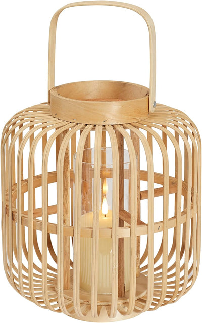 Lights4fun 31cm Bambus Laterne mit TruGlow® LED Kerze Innen Deko Zimmer