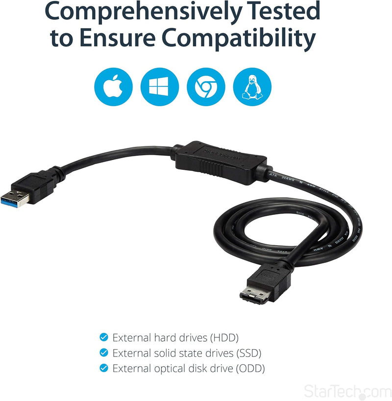 StarTech.com 91 cm USB 3.0 auf eSATA Adapter - 6 Gbit/s USB auf eSATA HDD/SSD/ODD Konverter - eSATA