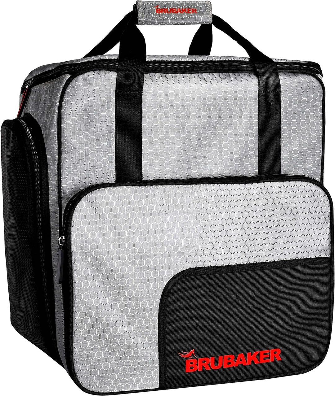 BRUBAKER SuperTec Skischuhtasche Helmtasche Rucksack mit Schuhfach - Silber Rot