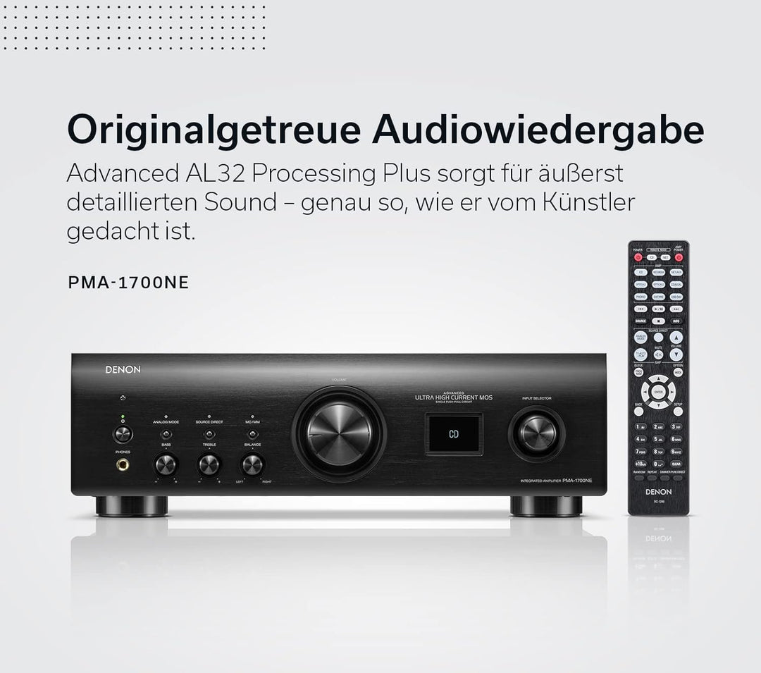 Denon PMA-1700NE HiFi Verstärker, 2x140W, eingebauter Phono-Vorverstärker, Hi-Res Zertifiziert, Adva