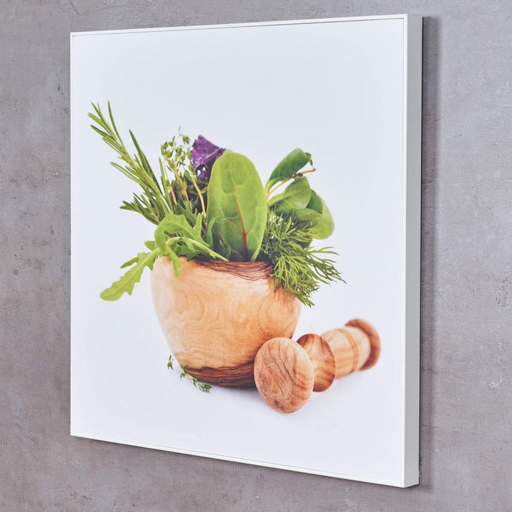levandeo Wandbild 50x50cm PVC Rahmen Weiss Küche Kräuter Küchendeko Wanddeko Bild Deko