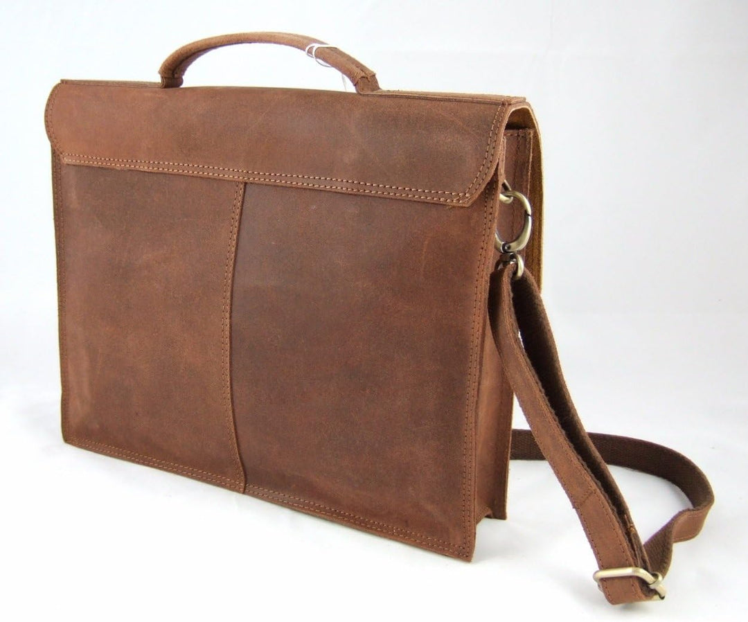 Harold's Aktenmappe 37 x 30 x 8 cm Schultergurt Rind-Leder Aktentasche braun 242503