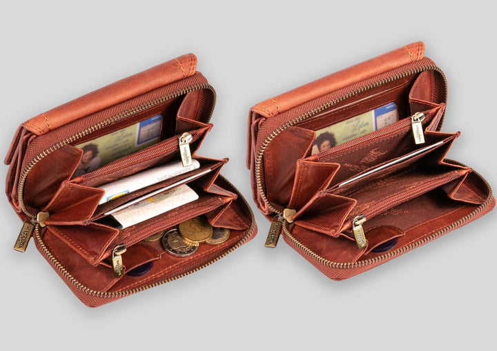 MATADOR Geldbörse Damen – Echtleder Portemonnaie mit 12 Kartenfächern | RFID/NFC Schutzfunktion | Po