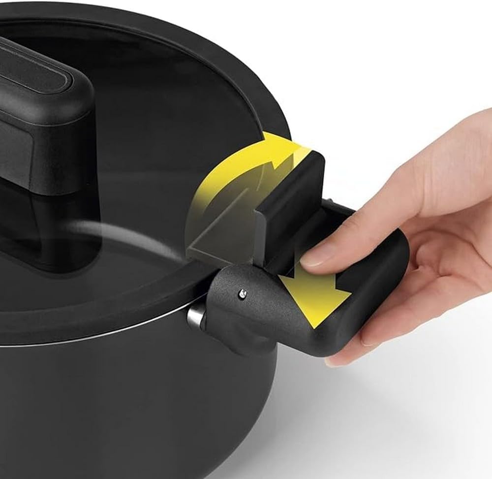 N8WERK Aluguss-Energiespartopf 5,8 L | Wärmeabweisende Griffe, Glasdeckel mit Silikonumrandung | Inn