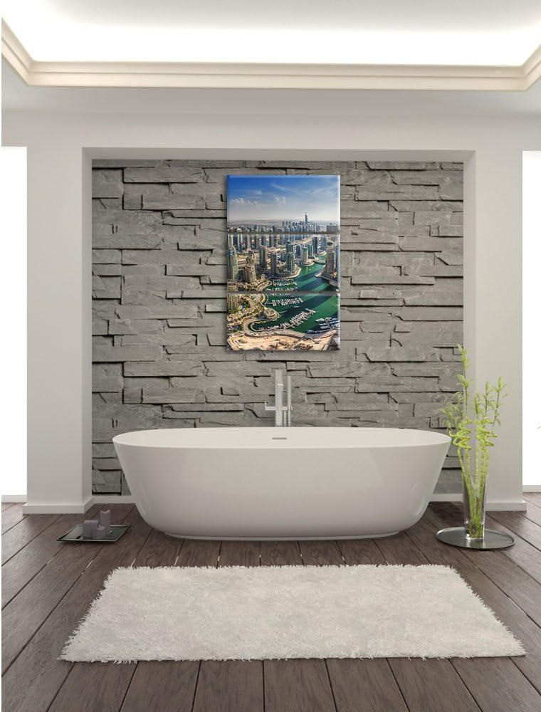 Pixxprint Dubai Hotel Burj al Arab / 3-Teilig/Gesamtmass 120cm Leinwandbild bespannt auf Holzrahmen/