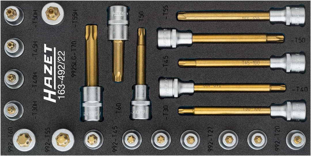 Hazet TORX Schraubendreher-Steckschlüssel-Einsatz-Satz, Innen-Vierkant (Robertson) 12,5 = 1⁄2 Zoll,